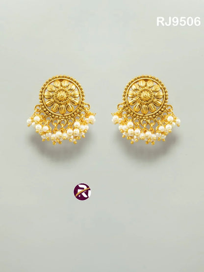 Beautiful Designer High Gold Antique Rj Rajwadi Moti Choker Set with Earrings