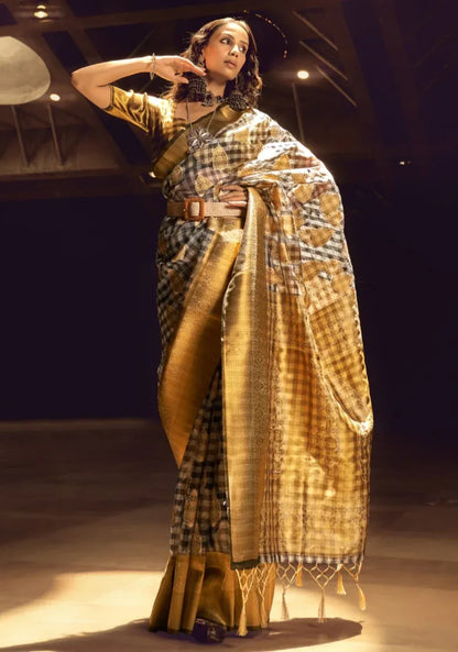 Beautiful Designer Checks
Handloom Weaving Silk Saree