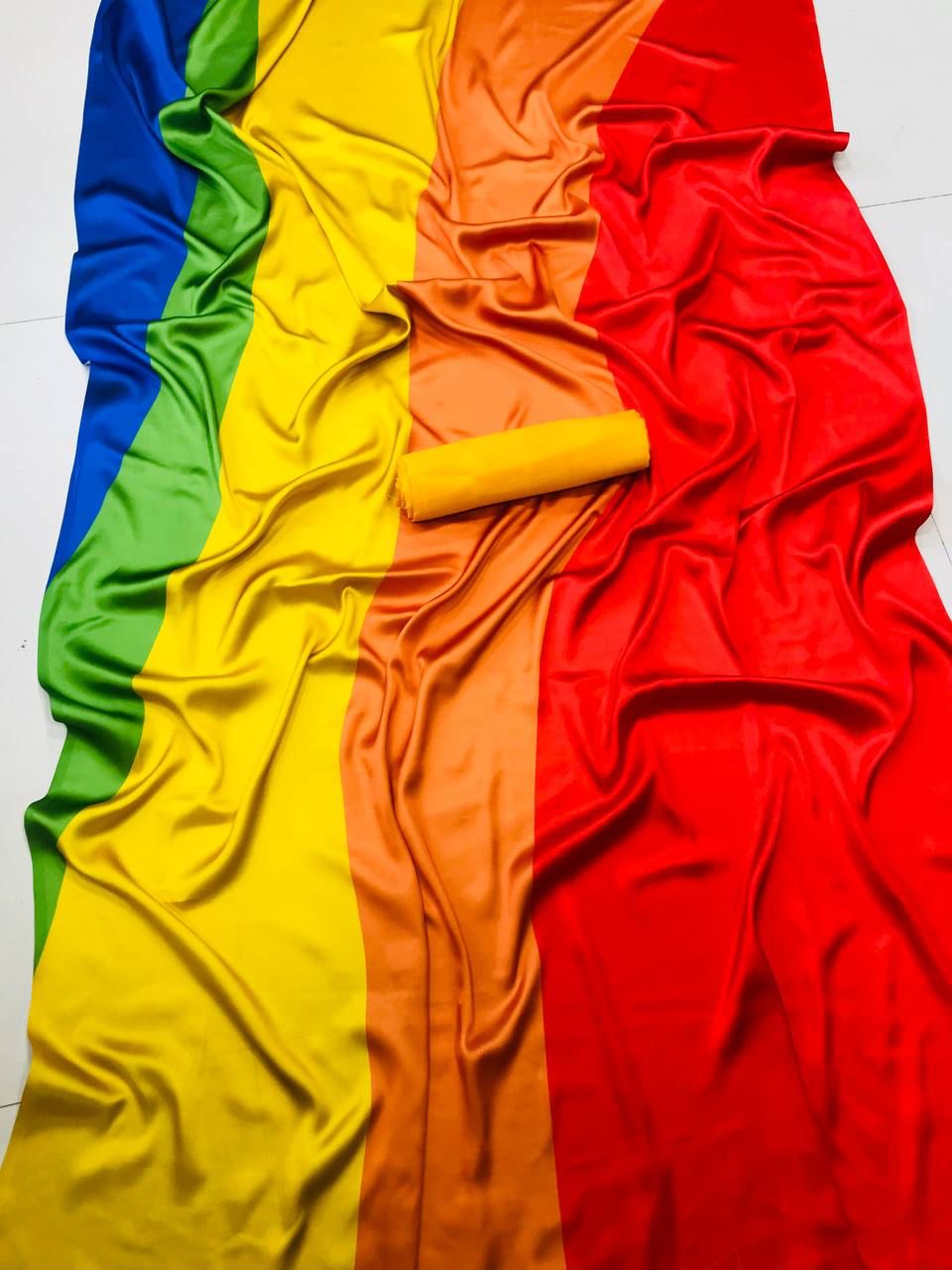 Beautiful Designer Digital Heavy Japan Satin Silk Saree