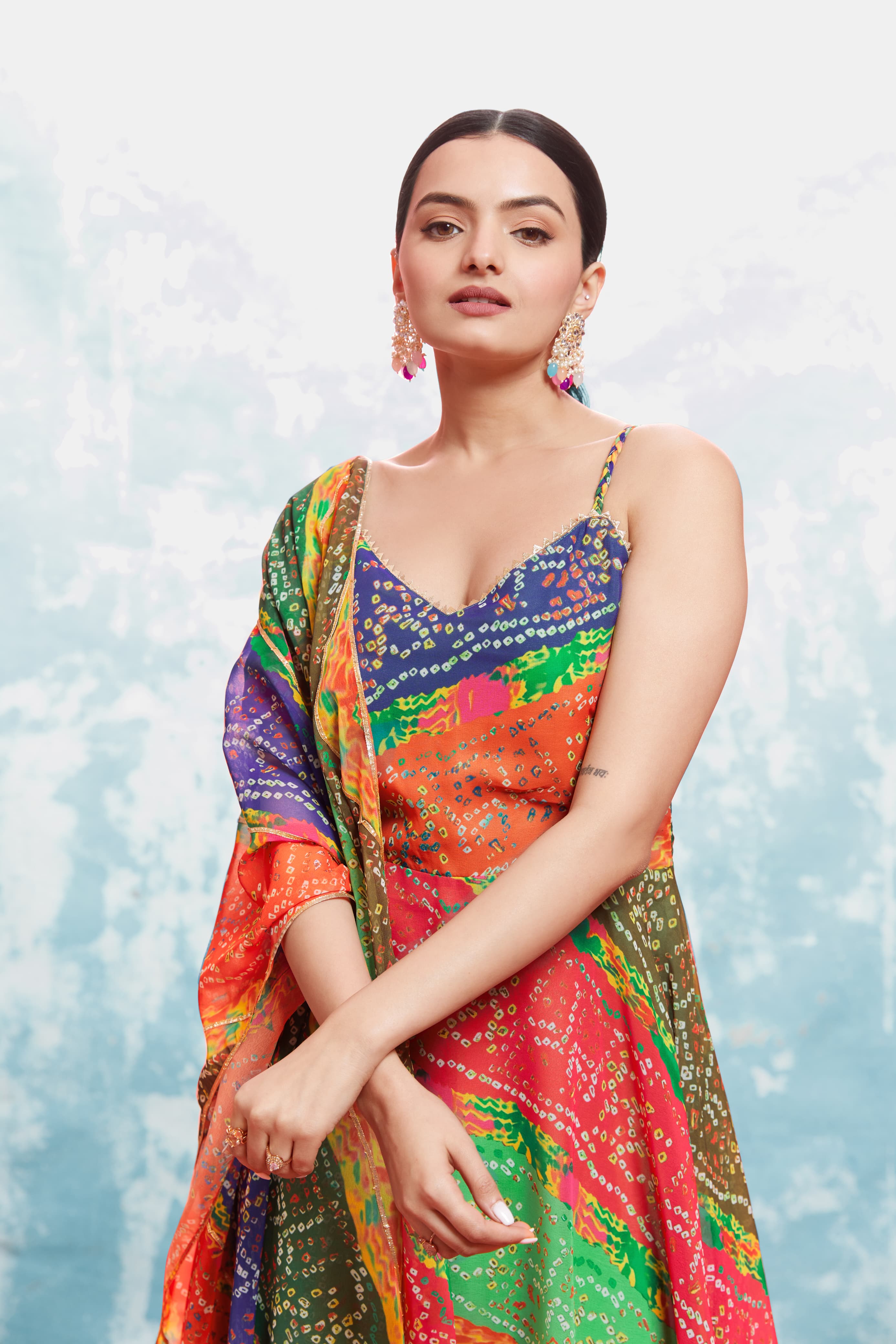 Beautiful Designer Heavy Georgette Bandhani Printed Gwon