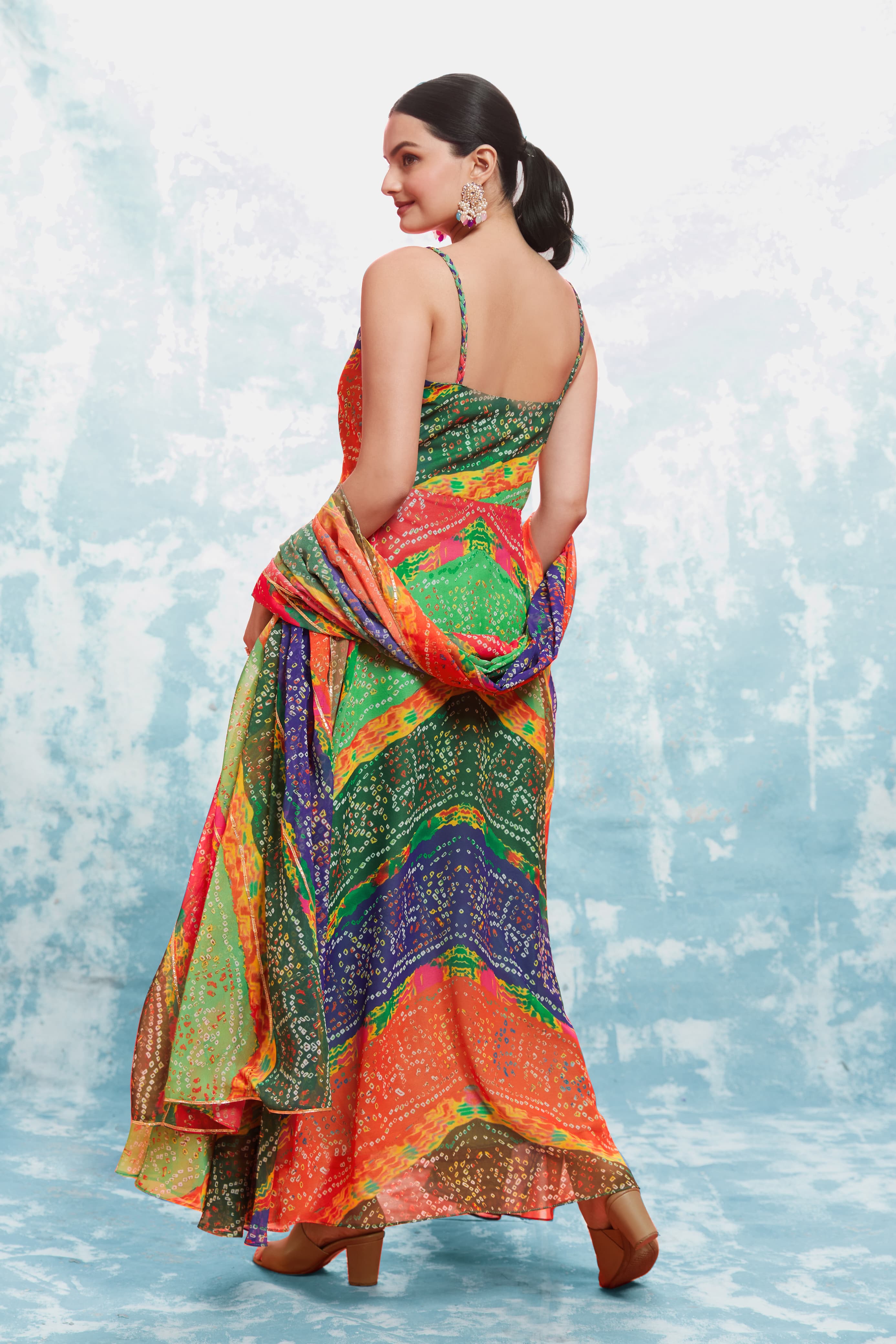 Beautiful Designer Heavy Georgette Bandhani Printed Gwon