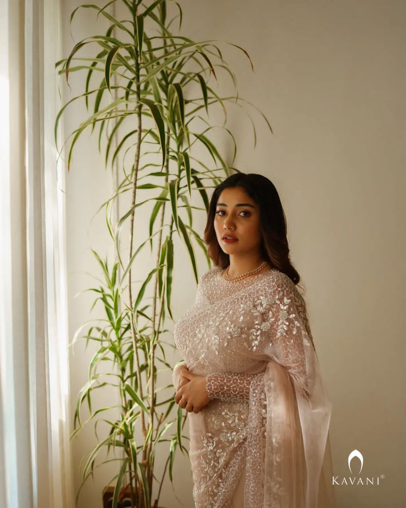 Beautiful Designer Bollywood Soft Net Sequence Saree