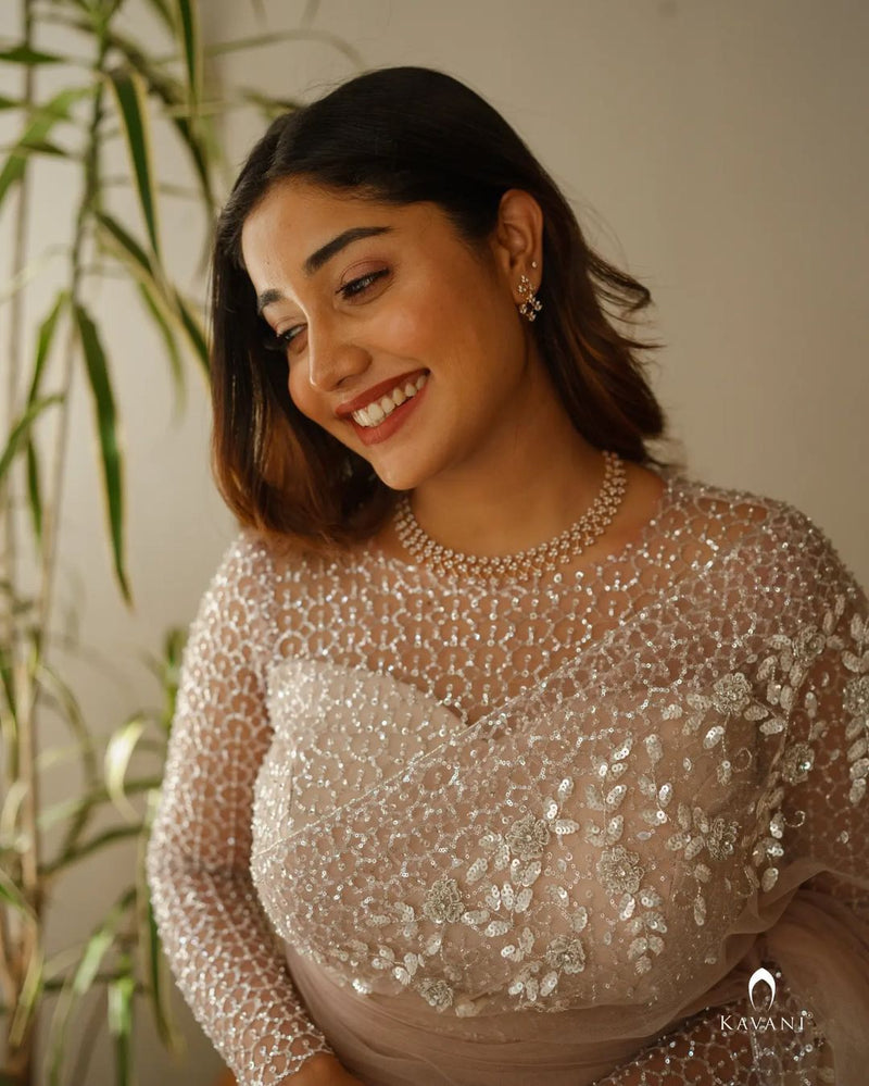 Beautiful Designer Bollywood Soft Net Sequence Saree