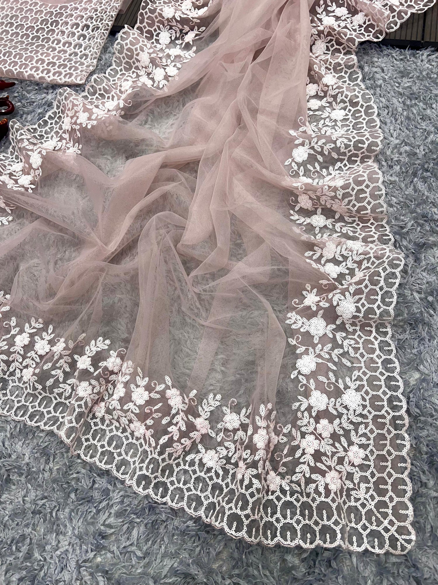 Beautiful Designer Bollywood Soft Net Sequence Saree