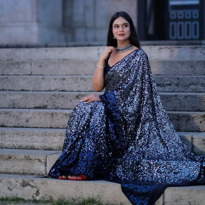 Beautiful Designer Heavy Fox Georgette Sequence Saree