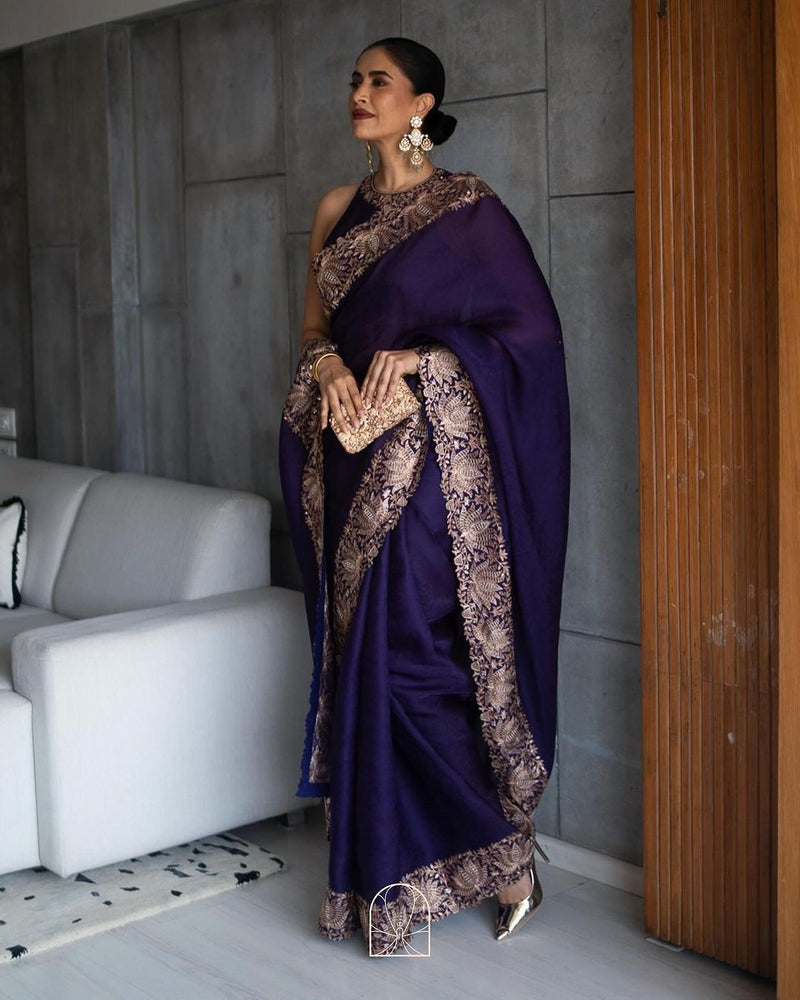 Beautiful Designer Heavy Berberry Silk Sequence Saree