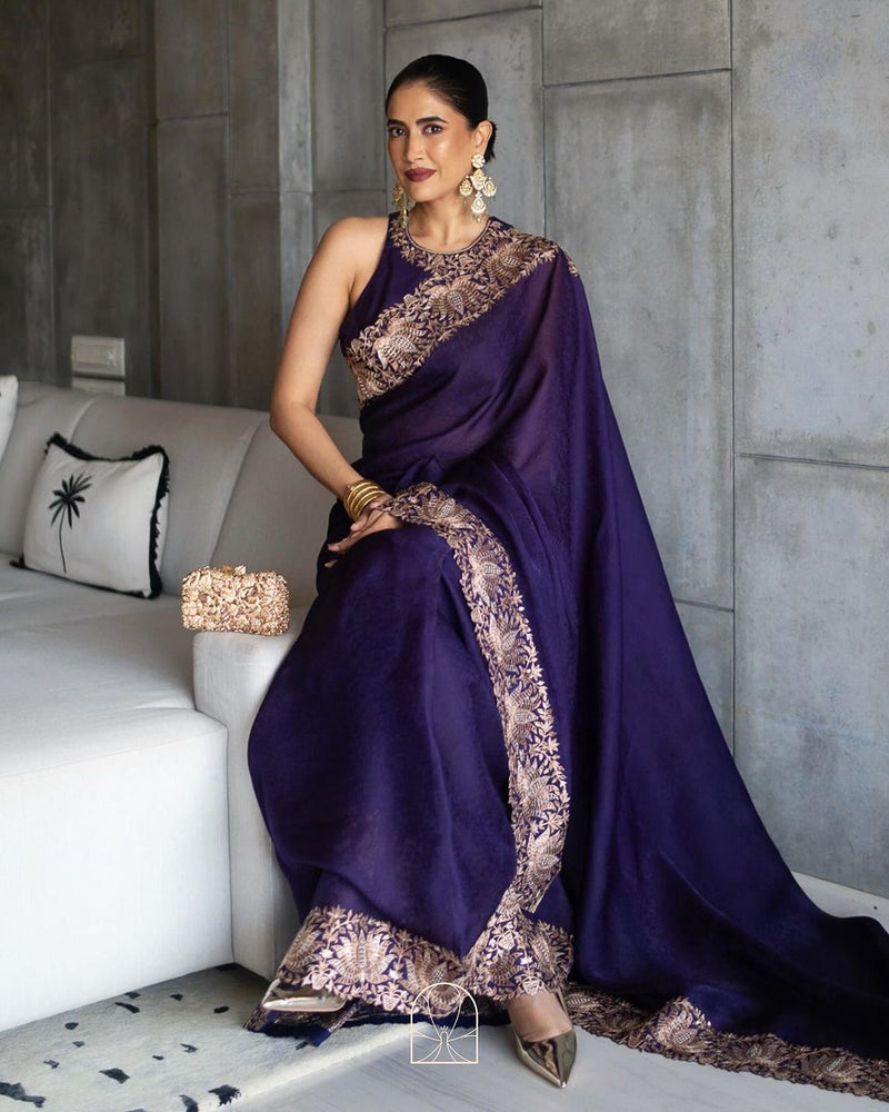 Beautiful Designer Heavy Berberry Silk Sequence Saree