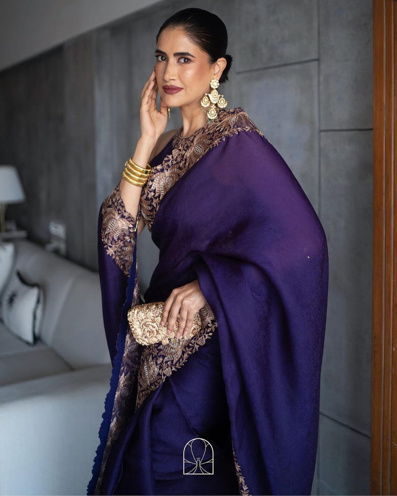 Beautiful Designer Heavy Berberry Silk Sequence Saree