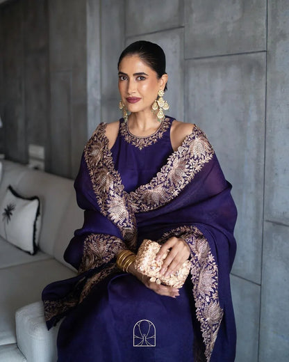 Beautiful Designer Heavy Berberry Silk Sequence Saree