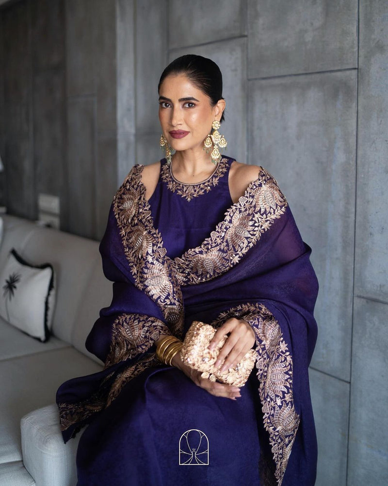 Beautiful Designer Heavy Berberry Silk Sequence Saree