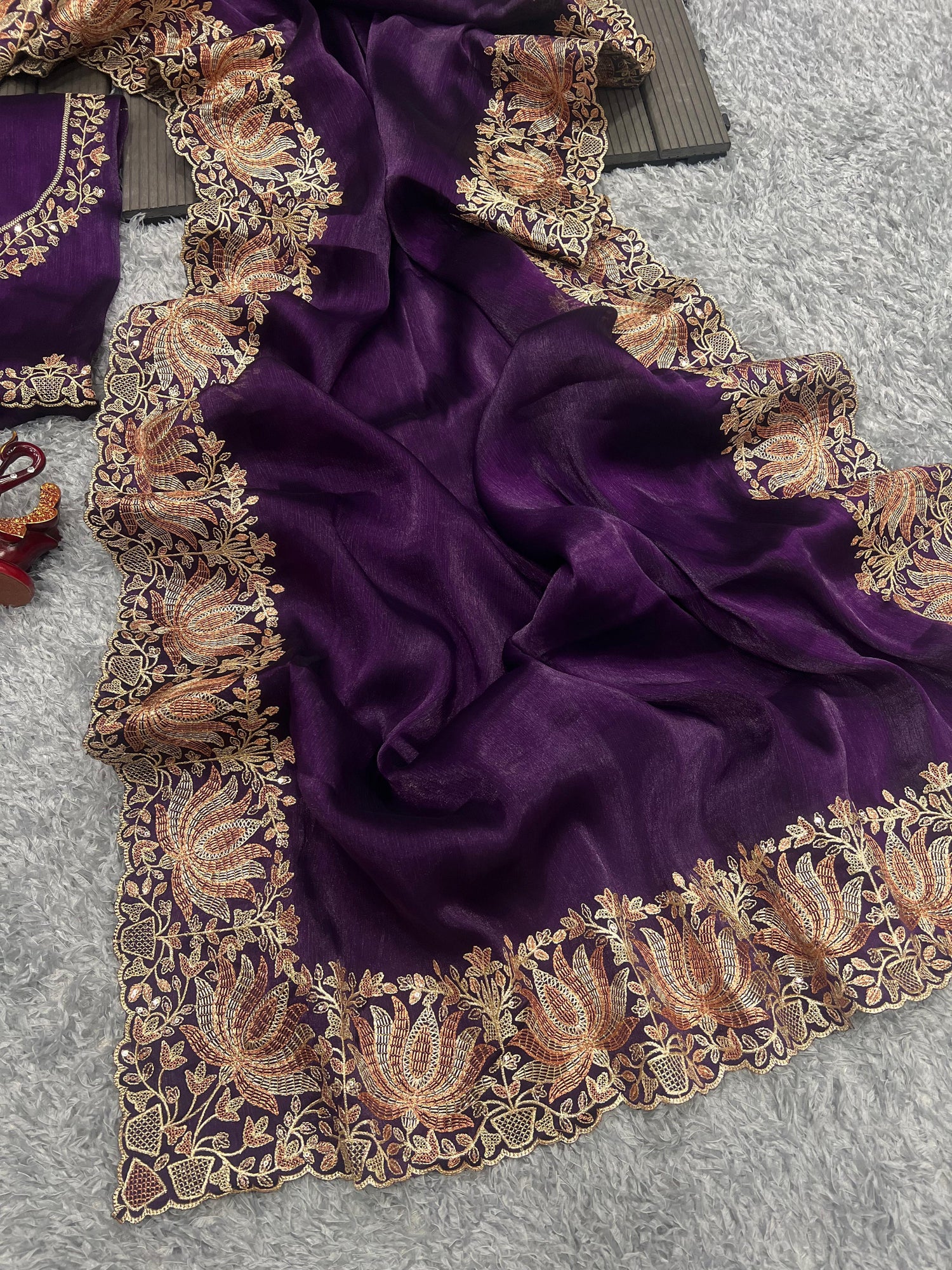 Beautiful Designer Heavy Berberry Silk Sequence Saree