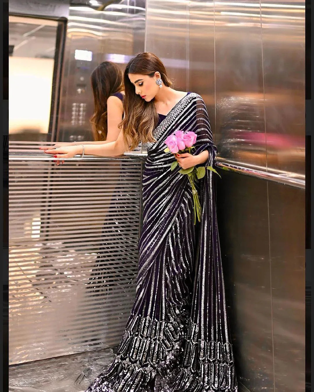 Beautiful Designer Heavy Georgette Exclusive Sequanc Saree