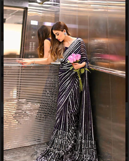 Beautiful Designer Heavy Georgette Exclusive Sequanc Saree