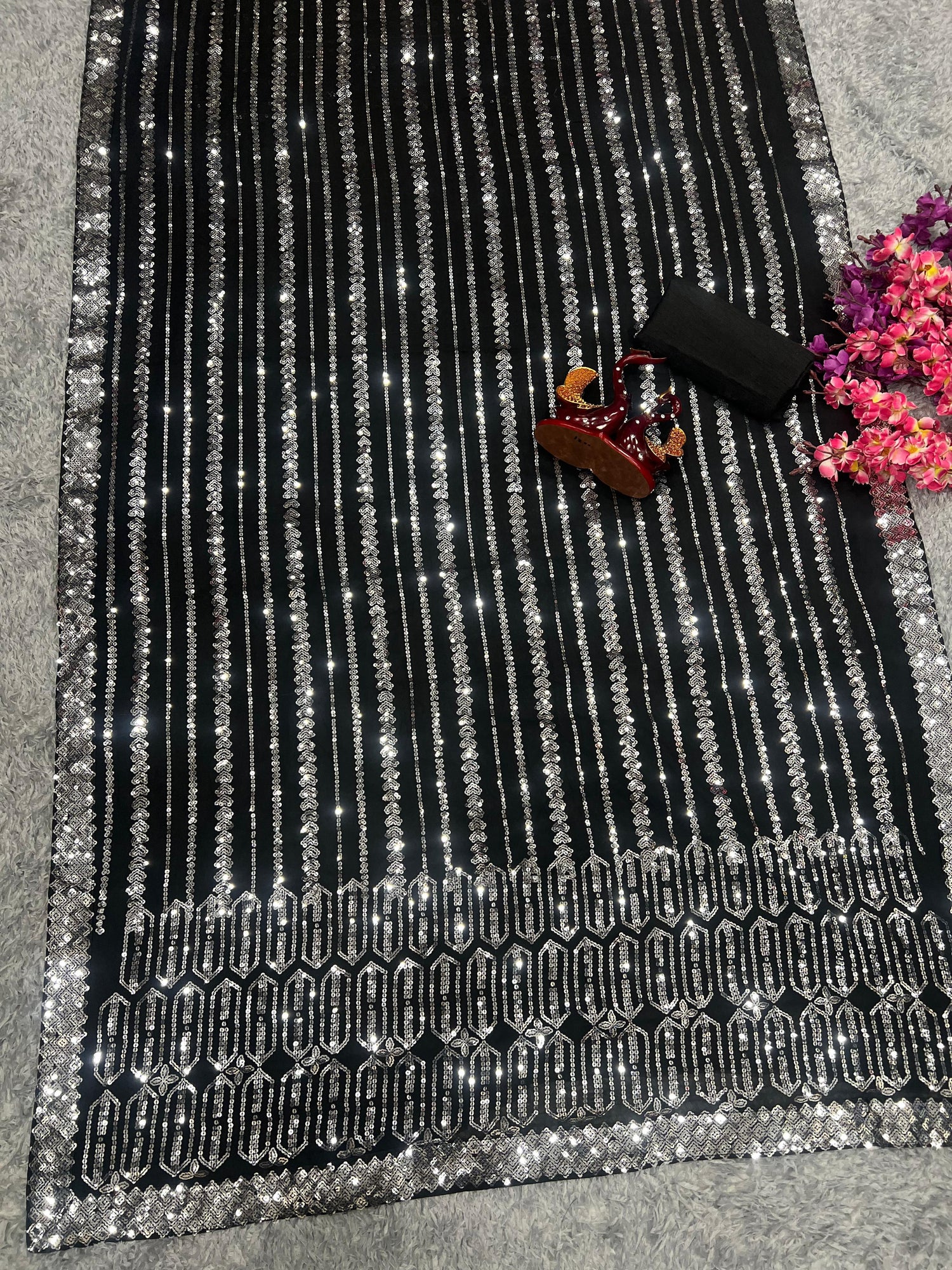 Beautiful Designer Heavy Georgette Exclusive Sequanc Saree
