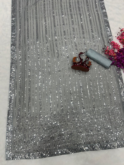 Beautiful Designer Heavy Georgette Exclusive Sequanc Saree