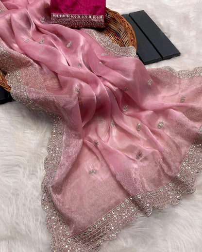 Beautiful Designer Pure Soft Zimmy Choo Silk with Sequanc Saree