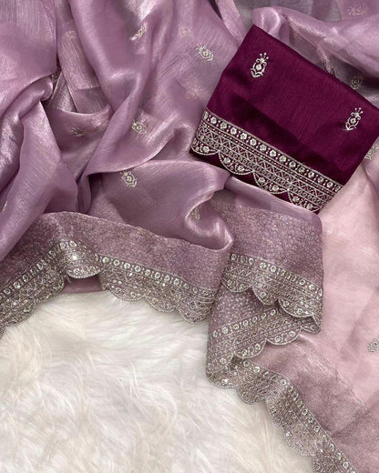 Beautiful Designer Pure Soft Zimmy Choo Silk with Sequanc Saree