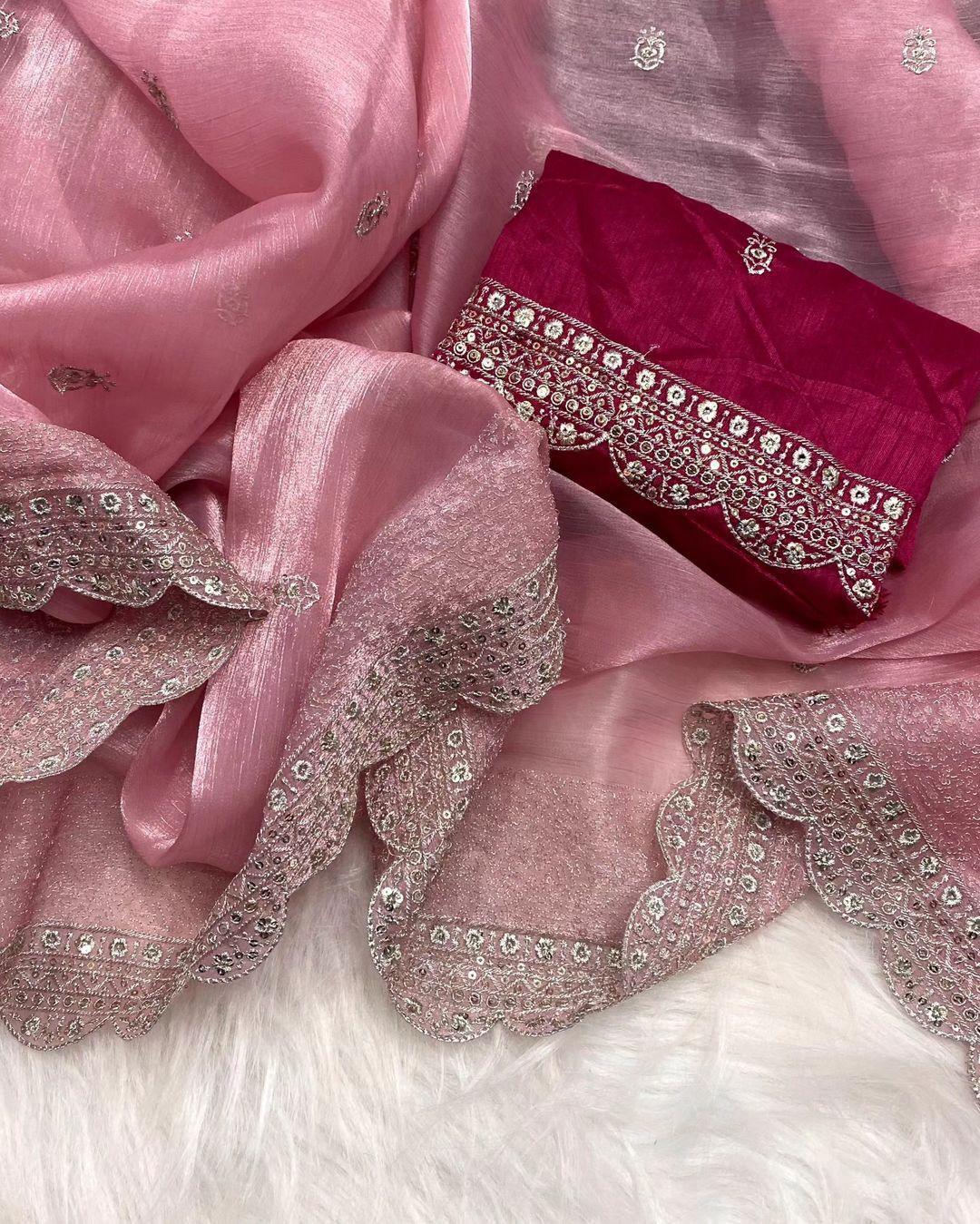Beautiful Designer Pure Soft Zimmy Choo Silk with Sequanc Saree