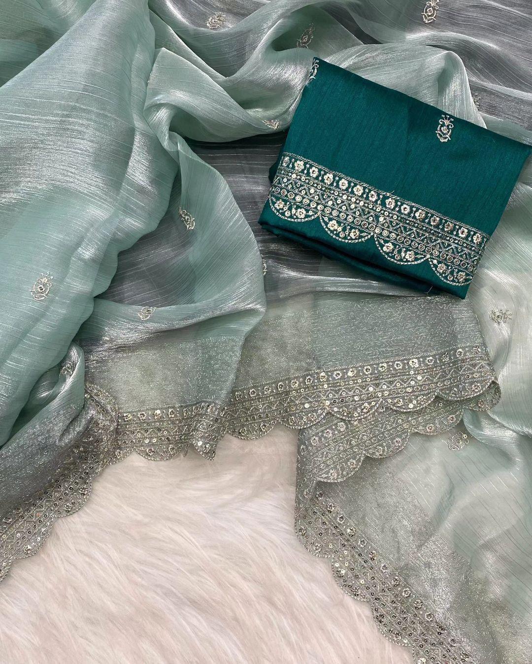 Beautiful Designer Pure Soft Zimmy Choo Silk with Sequanc Saree