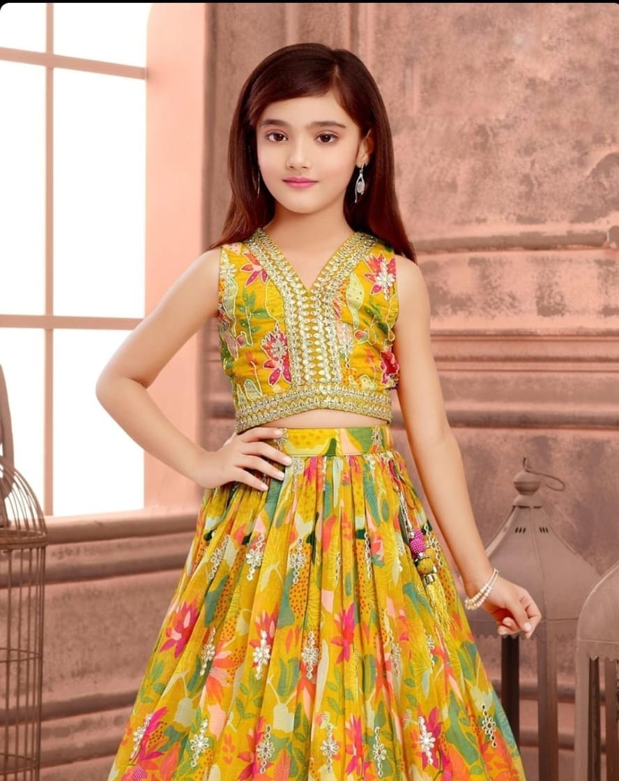 Beautiful Designer Summer Special Georgette Kids Lehenga Choli