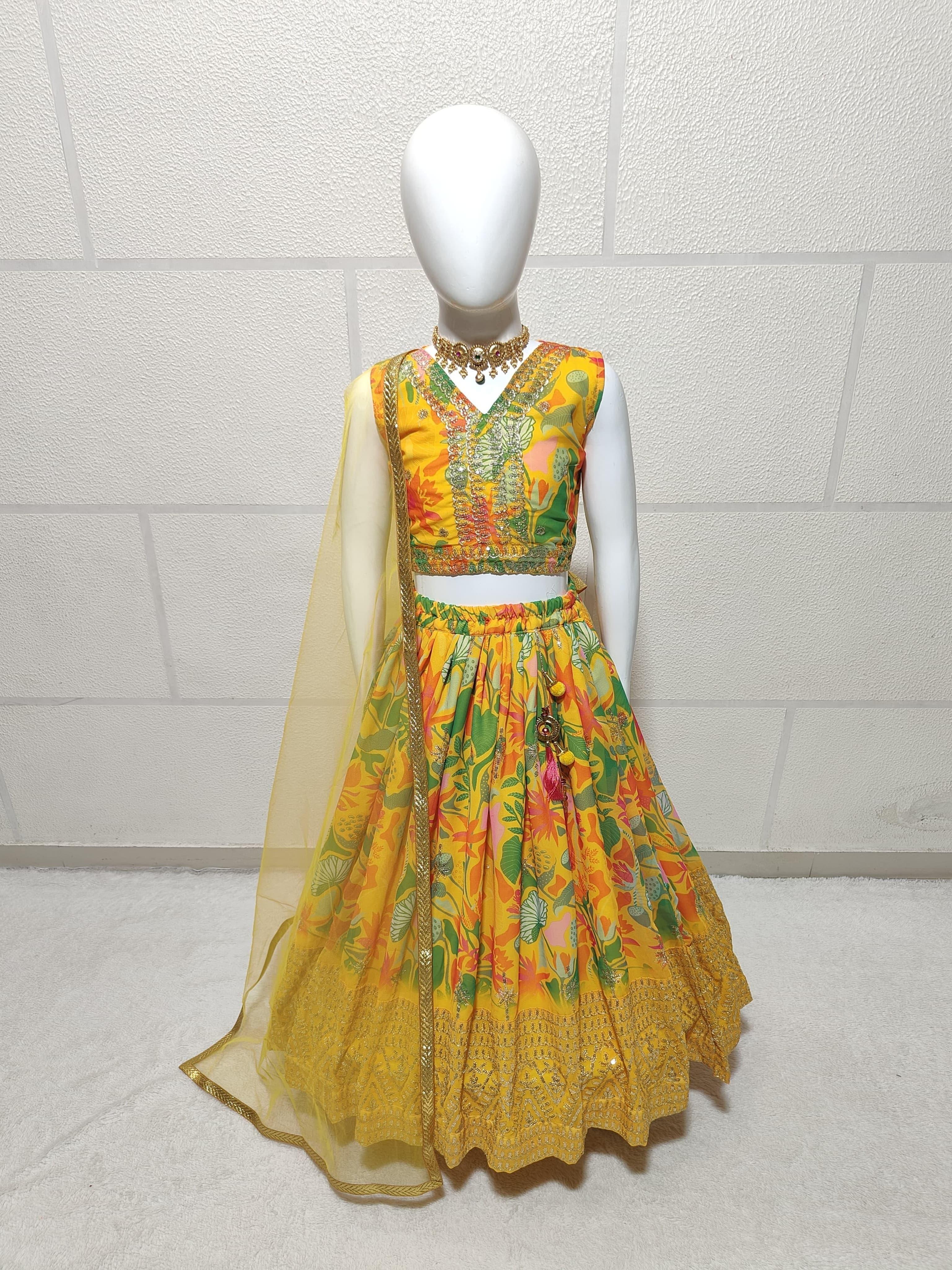 Beautiful Designer Summer Special Georgette Kids Lehenga Choli