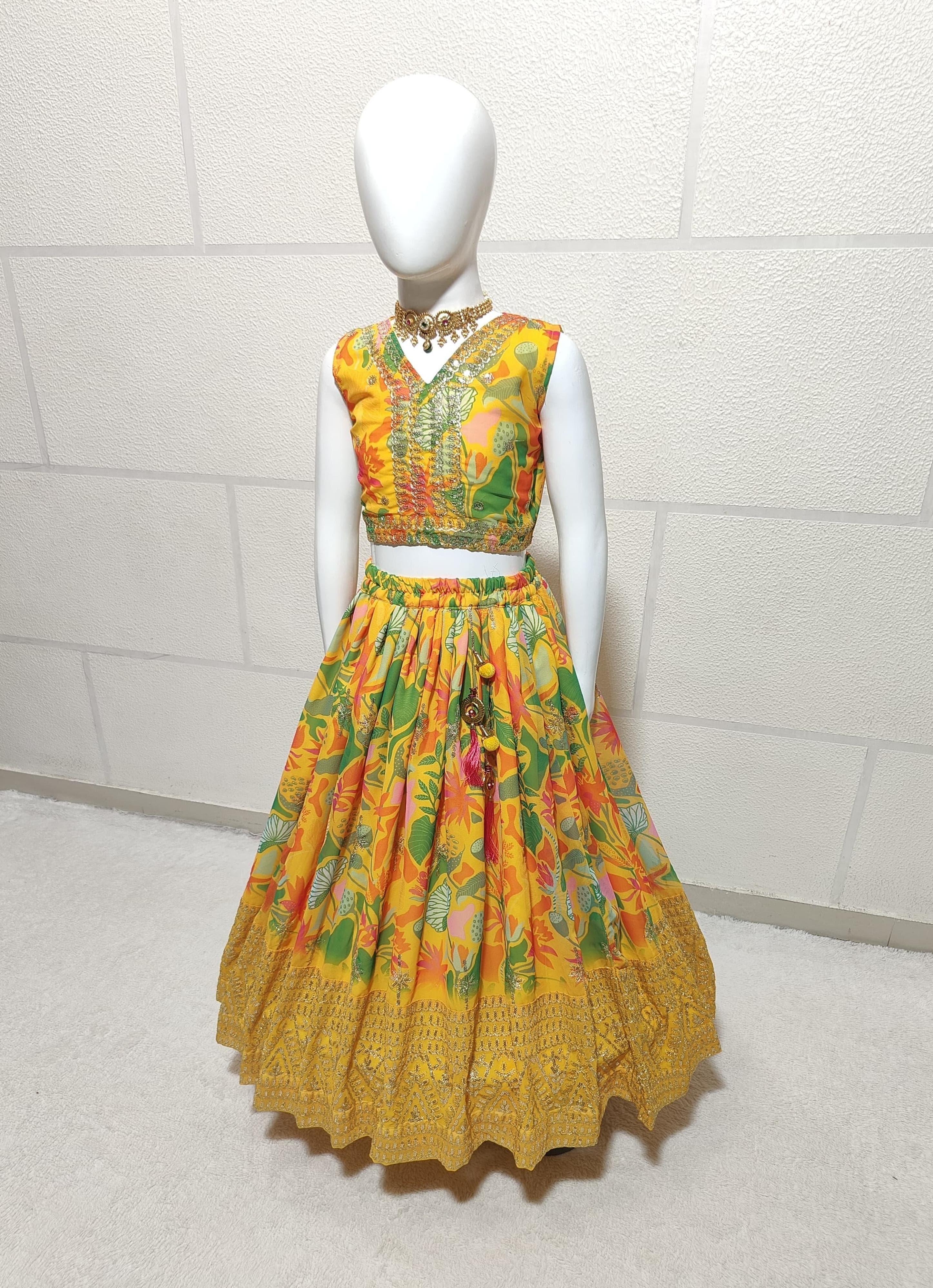 Beautiful Designer Summer Special Georgette Kids Lehenga Choli