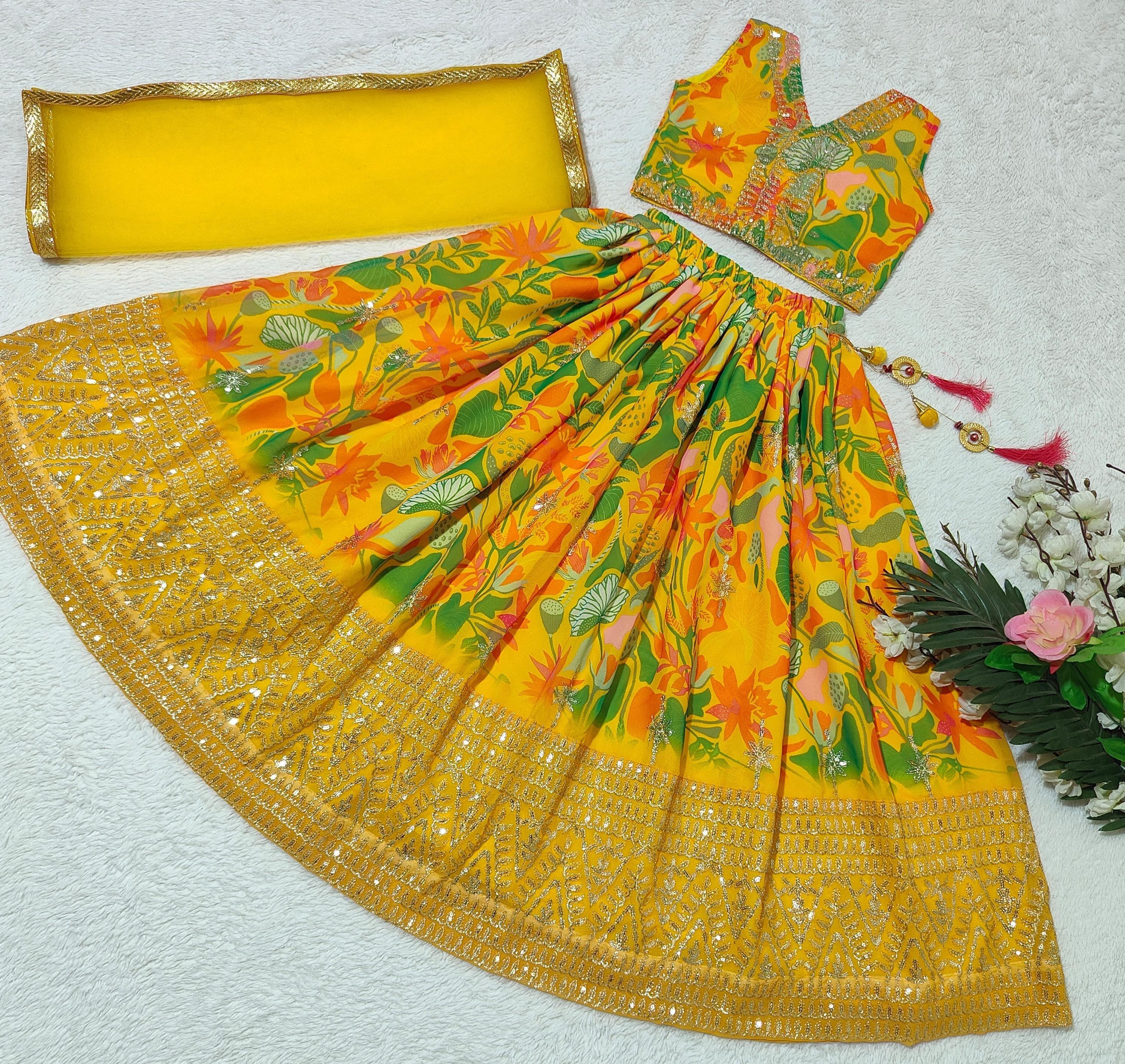 Beautiful Designer Summer Special Georgette Kids Lehenga Choli