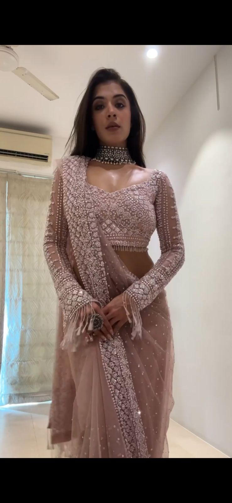 Beautiful Designer Bollywood Heavy Soft Net Sequanc Saree