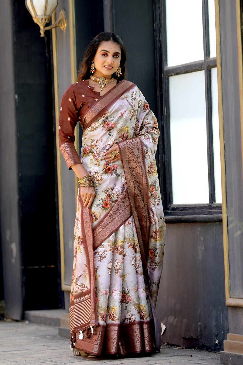 Beautiful Designer Occasion Wear Pure Dola Silk Saree