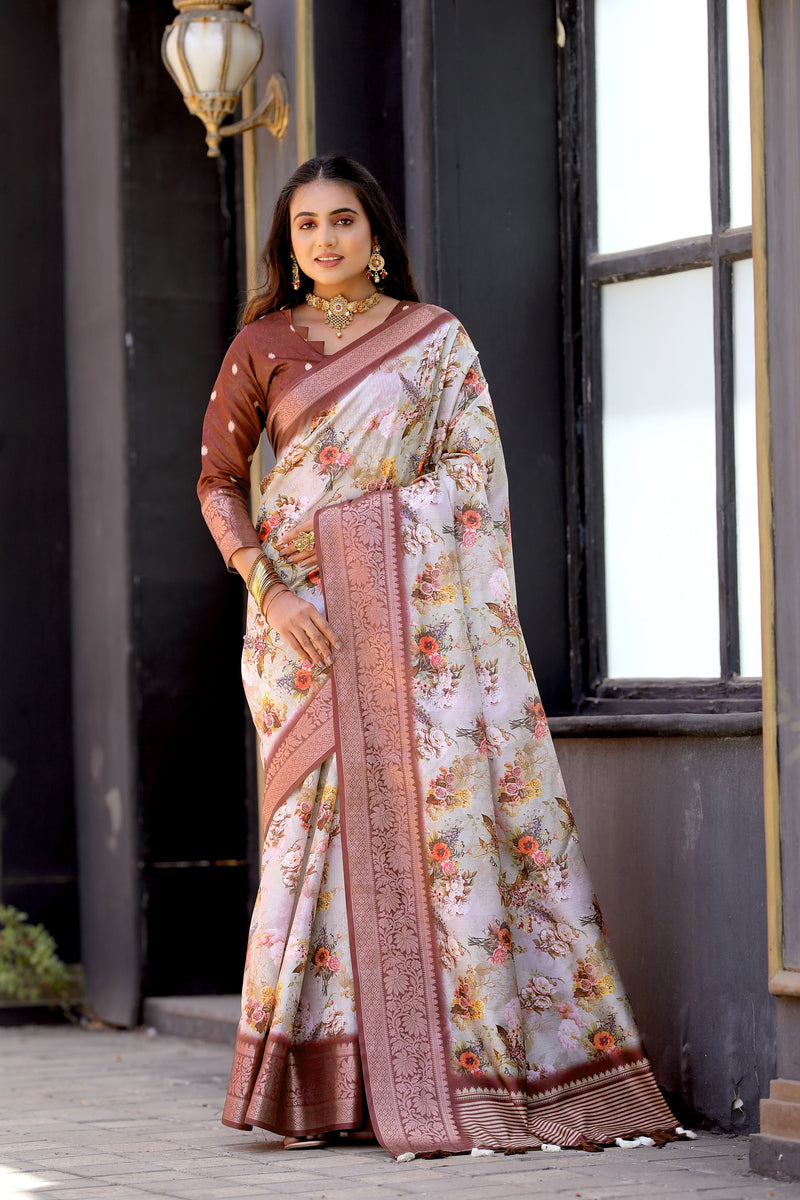 Beautiful Designer Occasion Wear Pure Dola Silk Saree