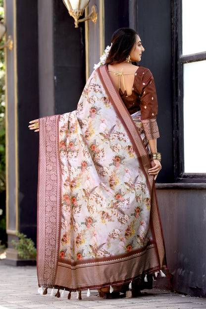 Beautiful Designer Occasion Wear Pure Dola Silk Saree