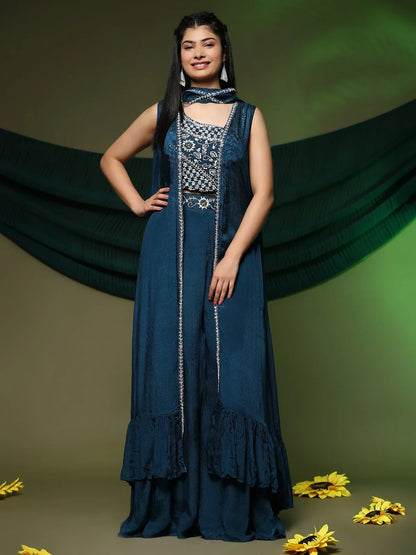 Crop Top Sharara Salwar Suit