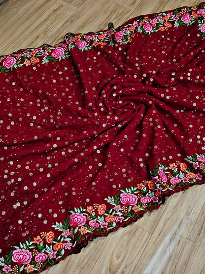 Georgette Sequanc Saree