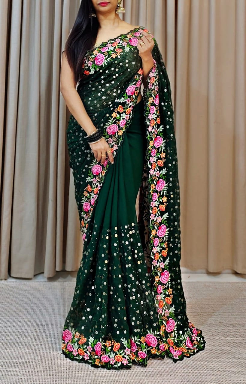 Georgette Sequanc Saree