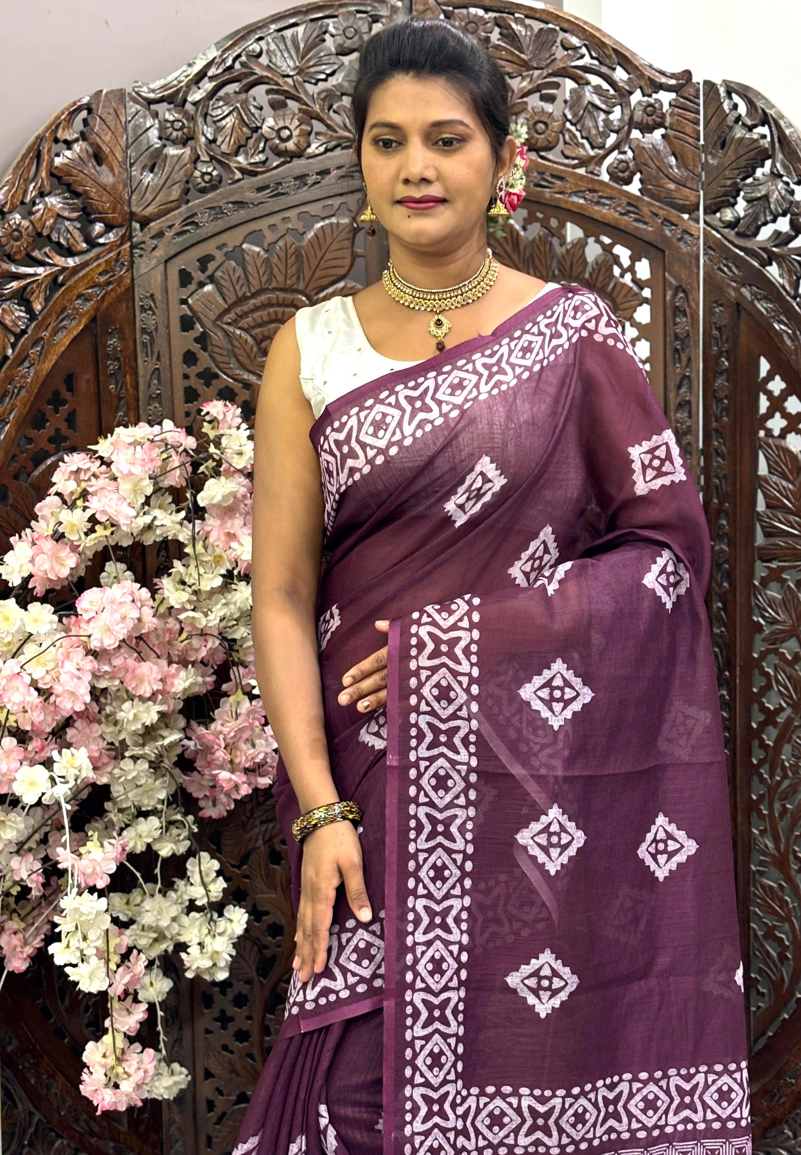 Soft Linen Cotton Saree