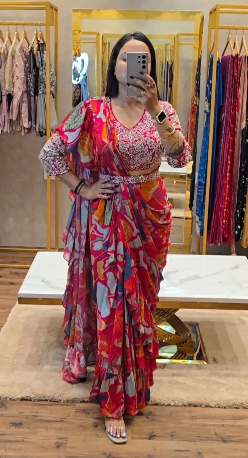 Ruffle Saree
