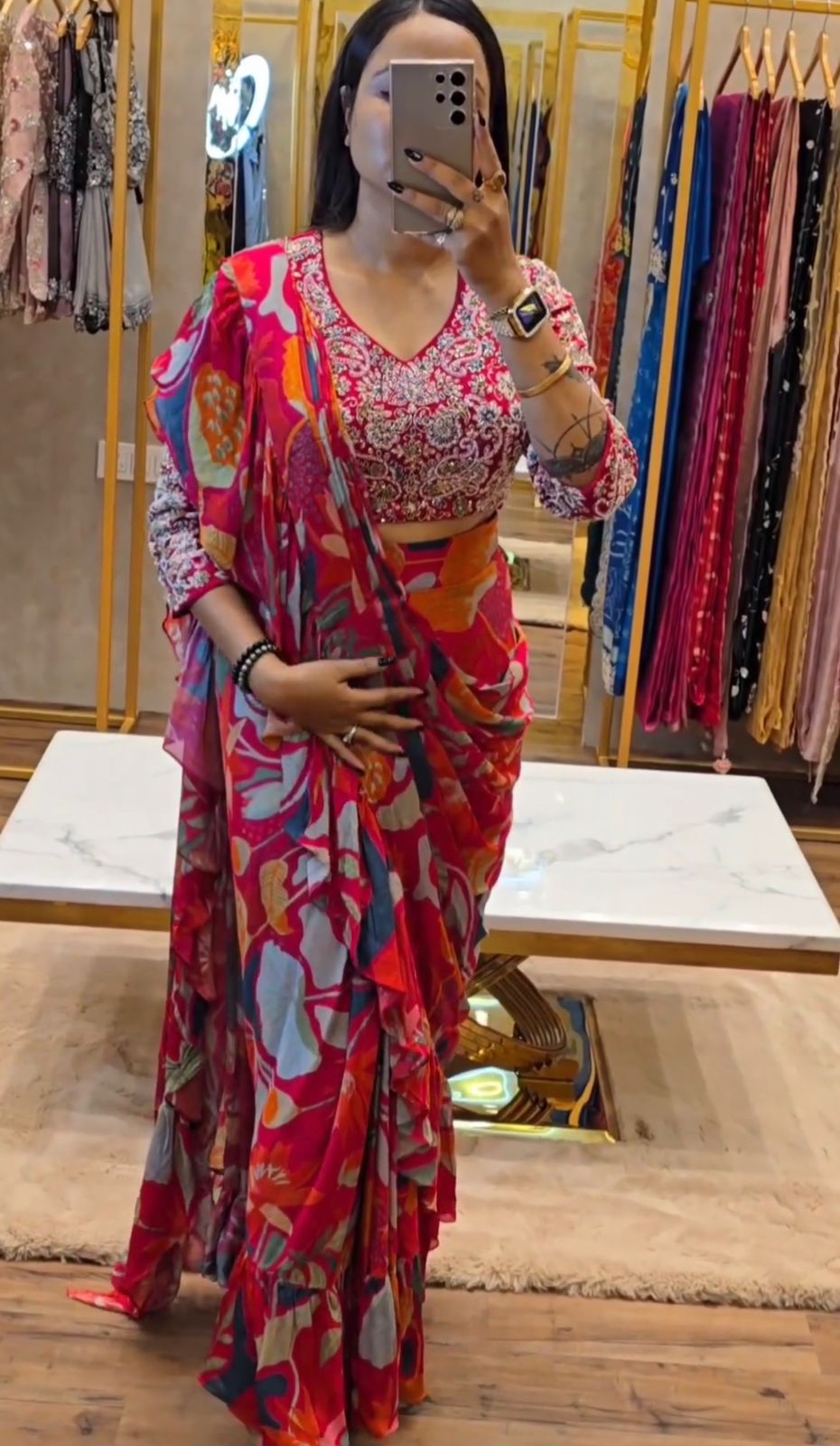 Ruffle Saree