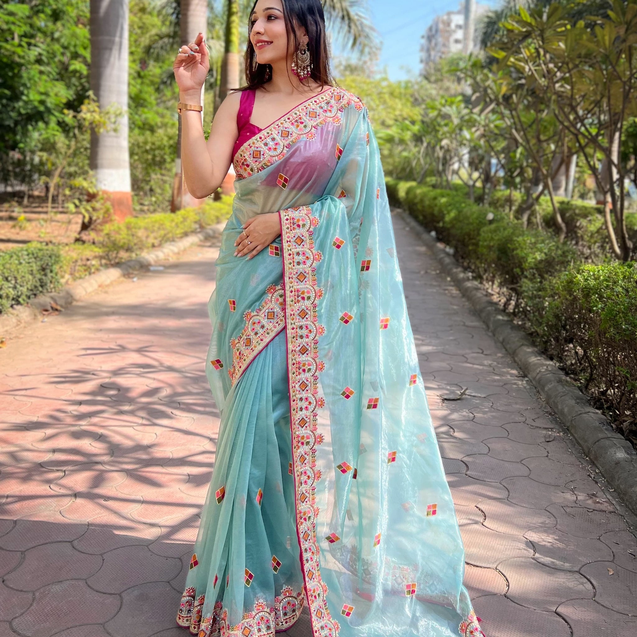 Butterfly Net Saree