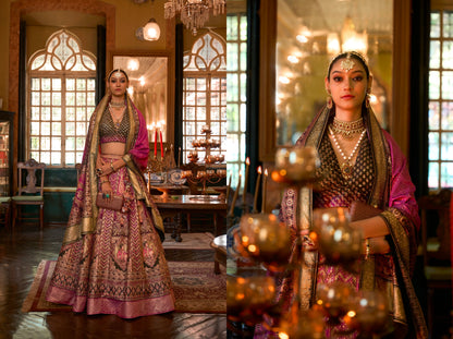 Opulent Bridal Lehenga Choli in Rajwadi Silk