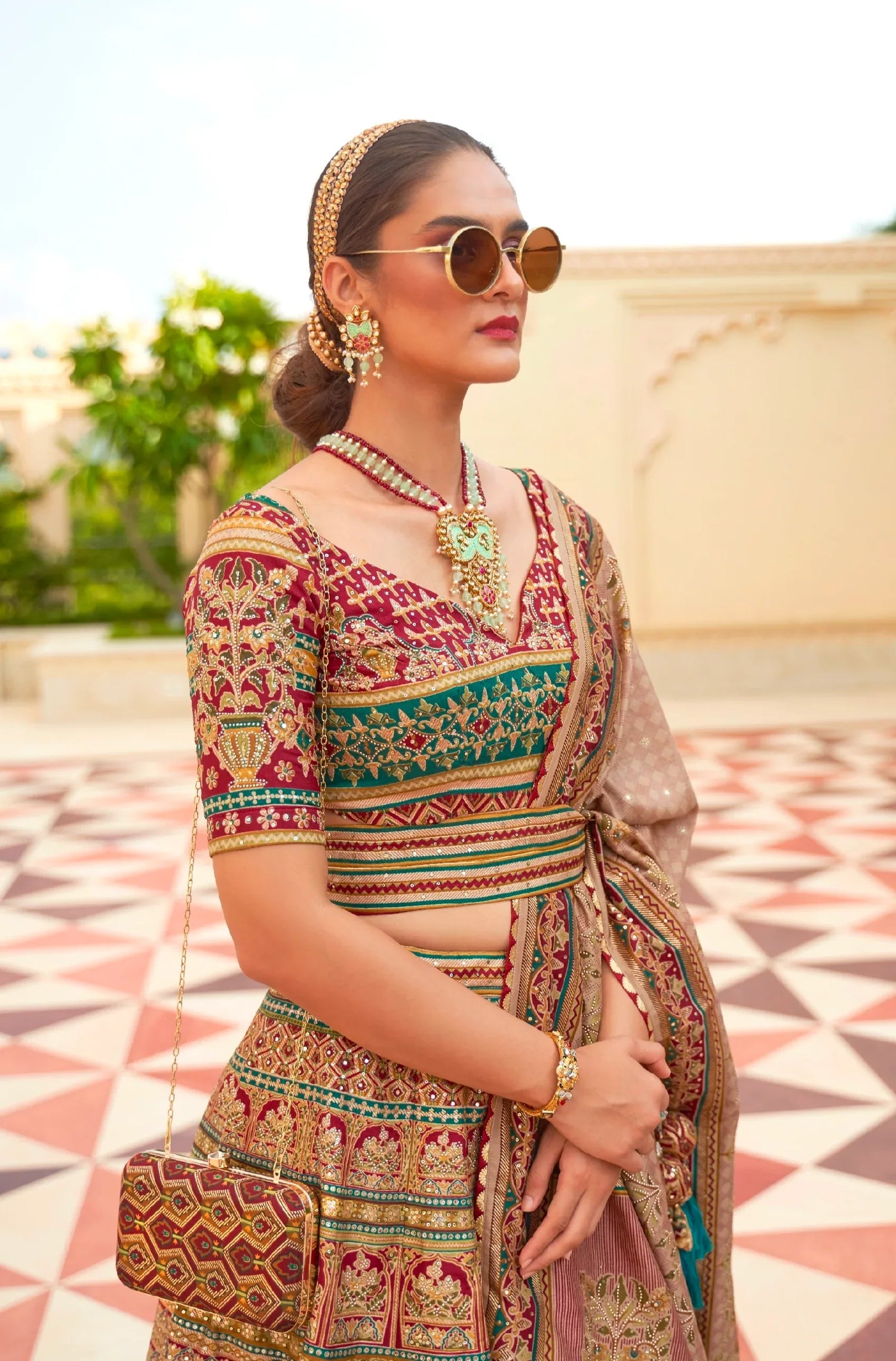 Glamorous Designer Wedding Lehenga Choli with Purse &amp; Belt