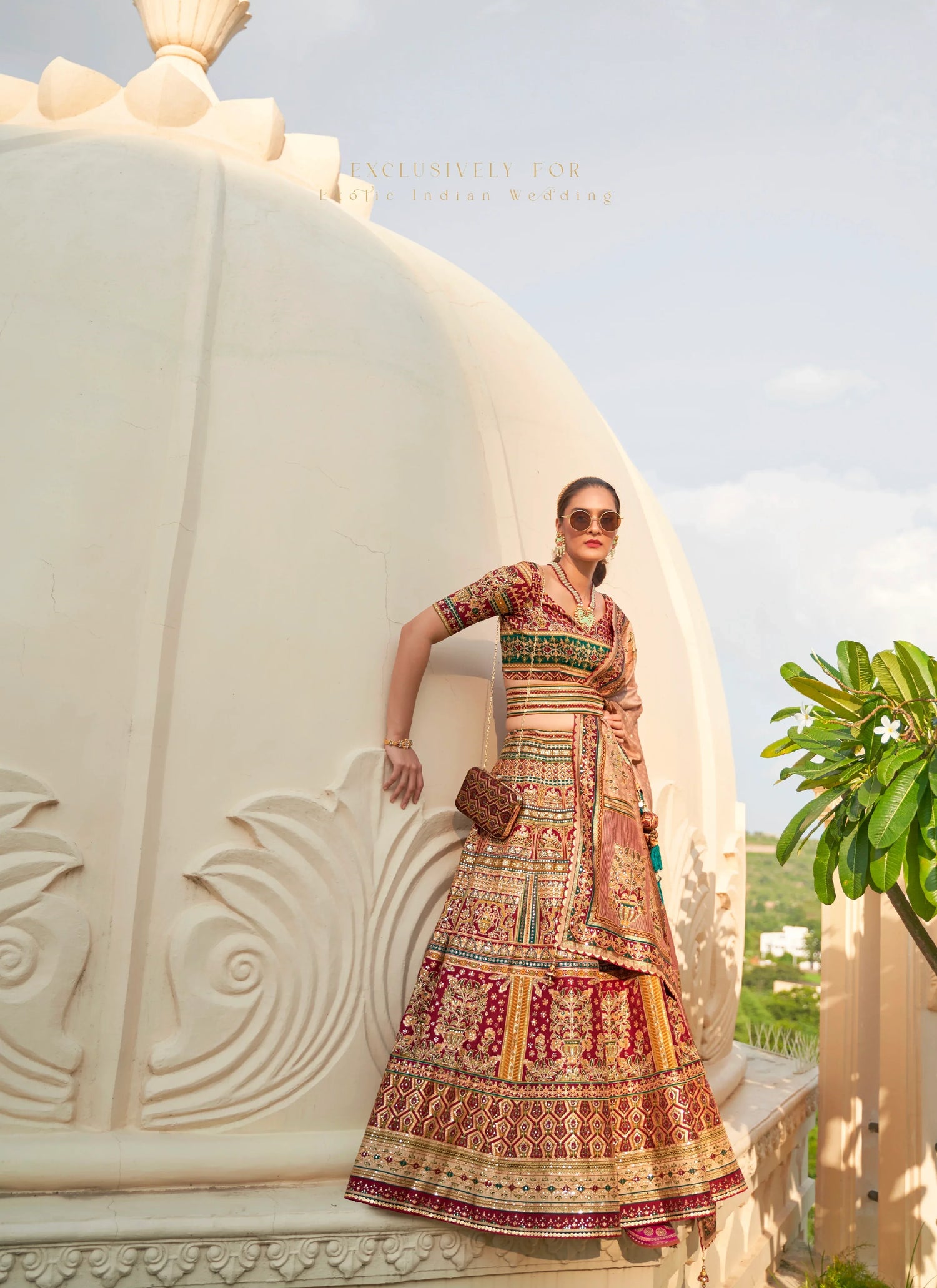 Glamorous Designer Wedding Lehenga Choli with Purse &amp; Belt