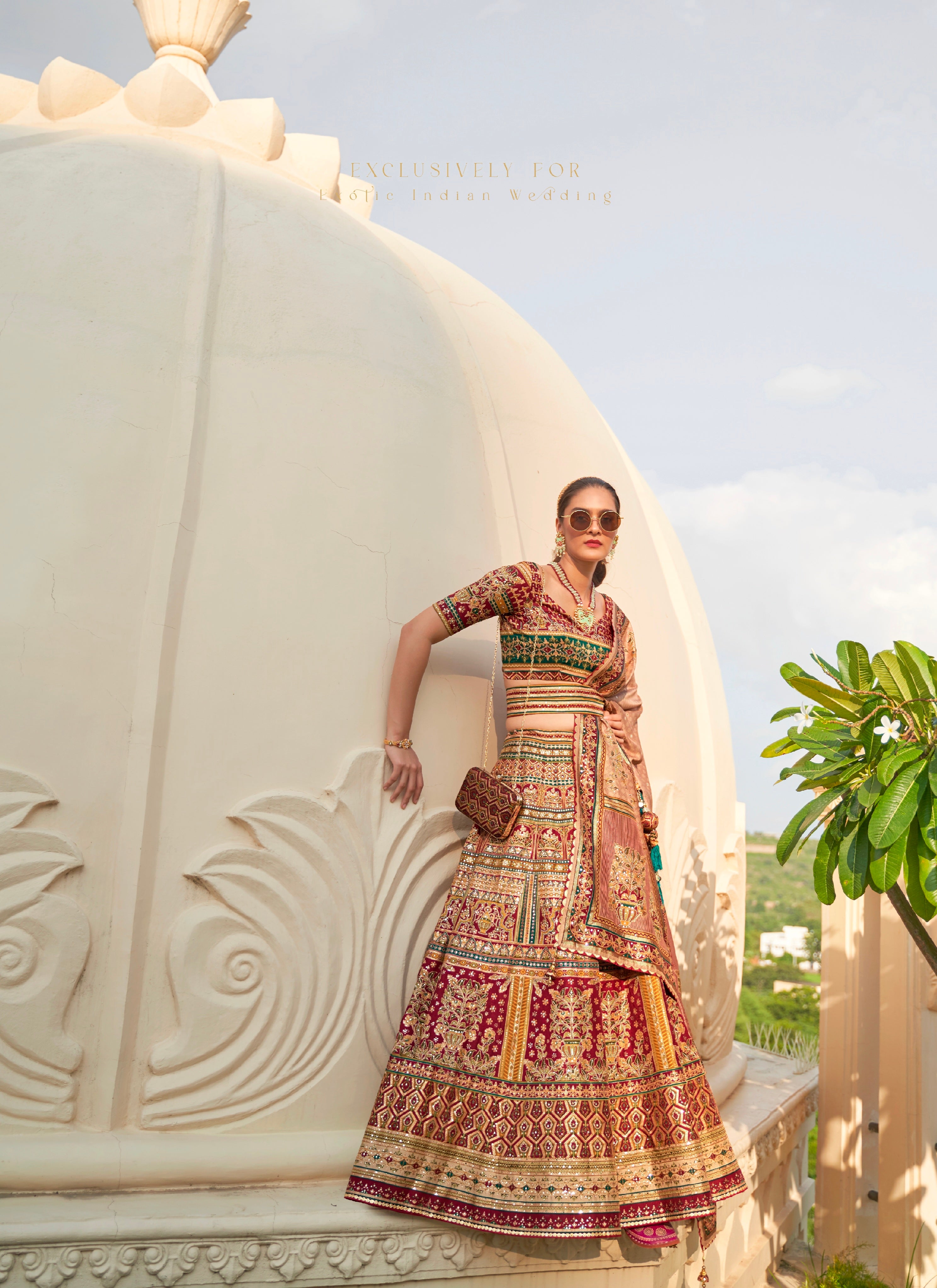 Glamorous Designer Wedding Lehenga Choli with Purse & Belt