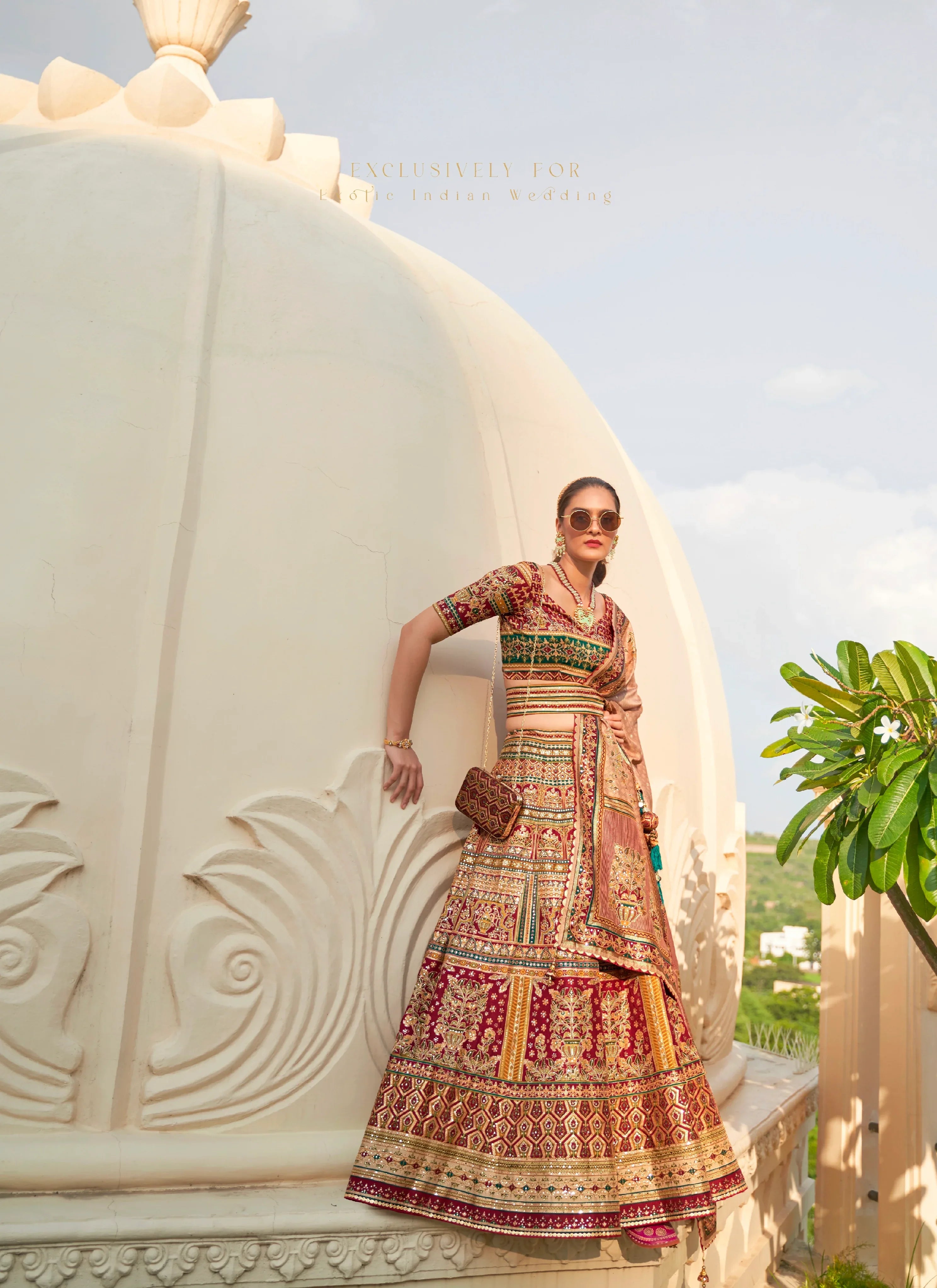 Glamorous Designer Wedding Lehenga Choli with Purse &amp; Belt