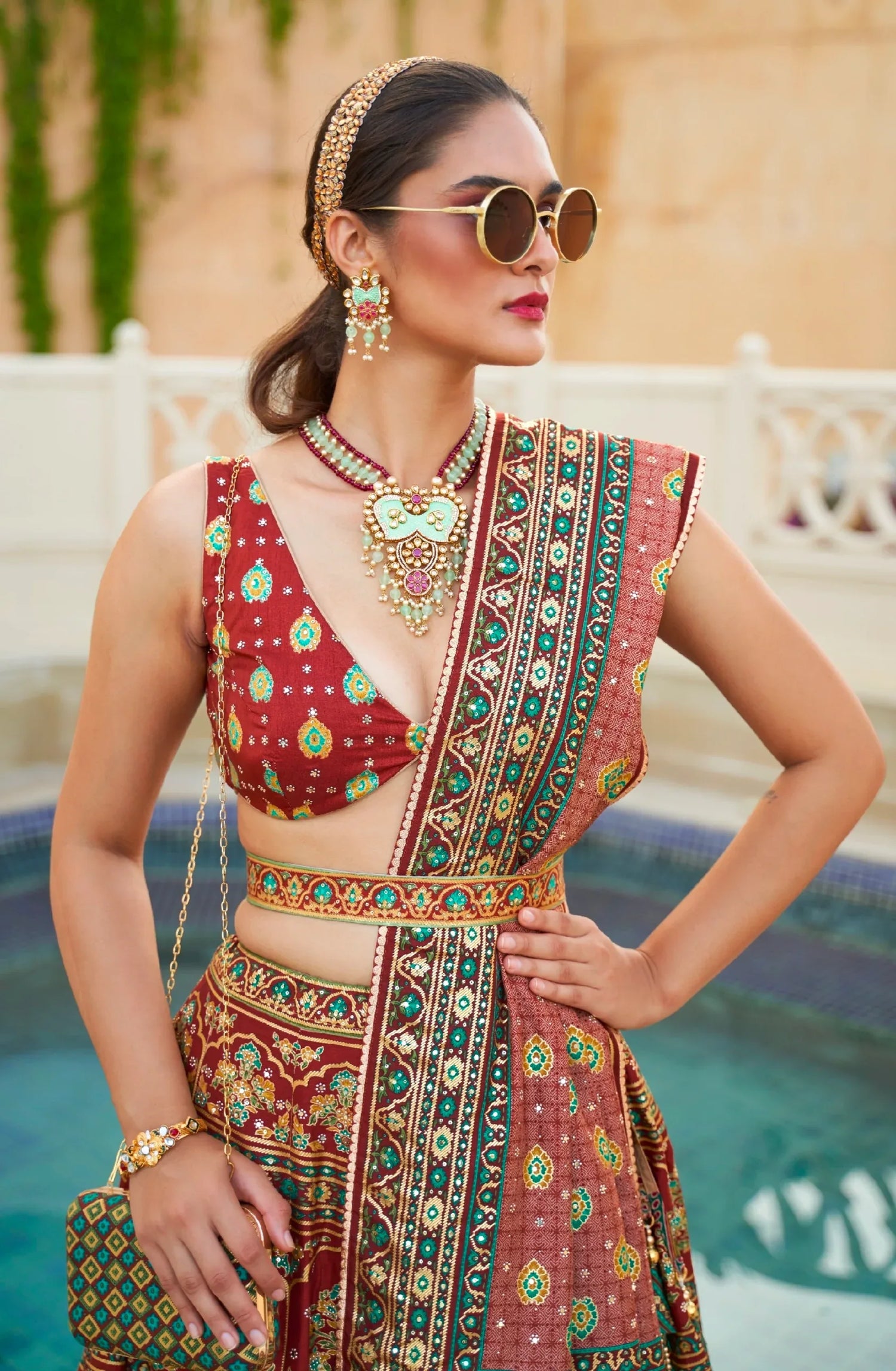 Elegant Bridal Lehenga Choli - Silk, Mirror Work &amp; Accessories