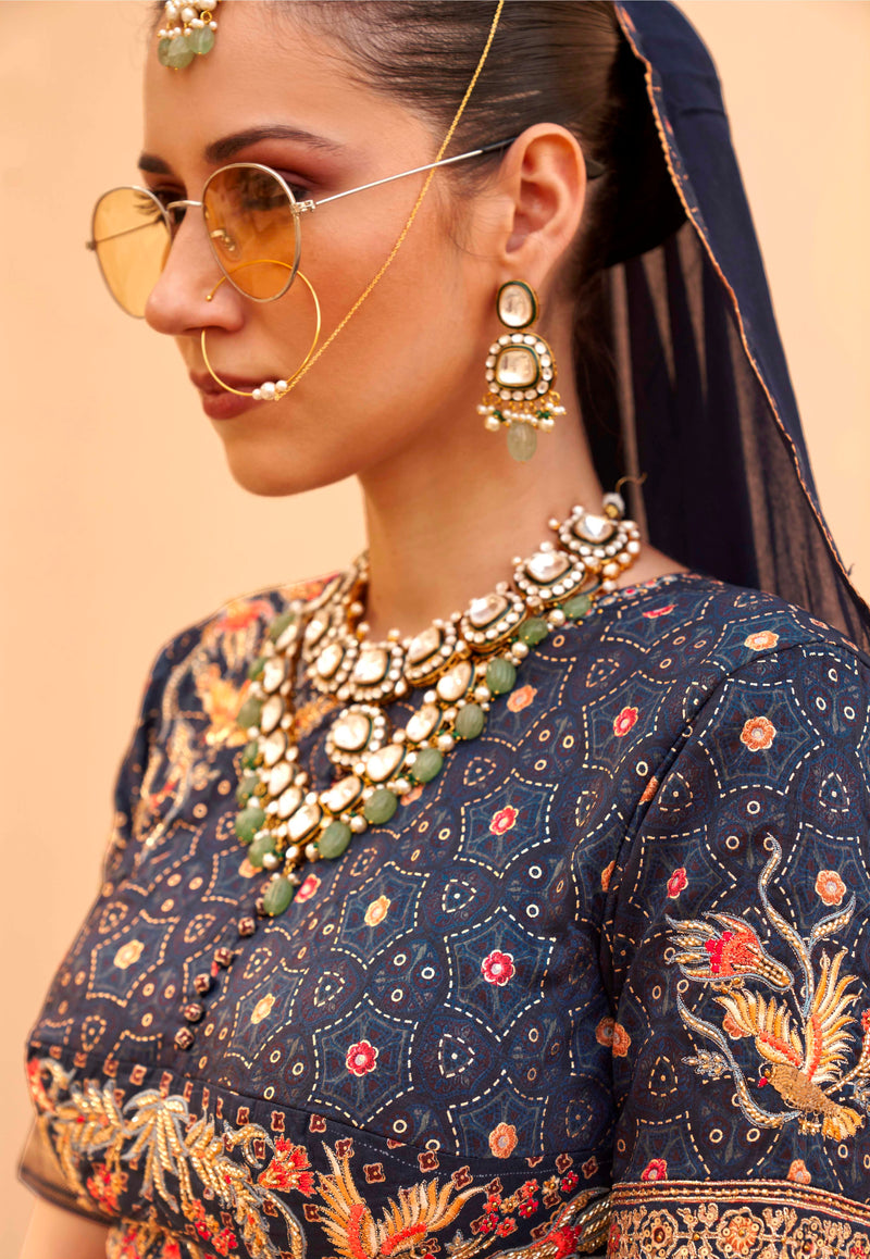 Premium Foil Print Bridal Lehenga Choli with Graceful Dupatta