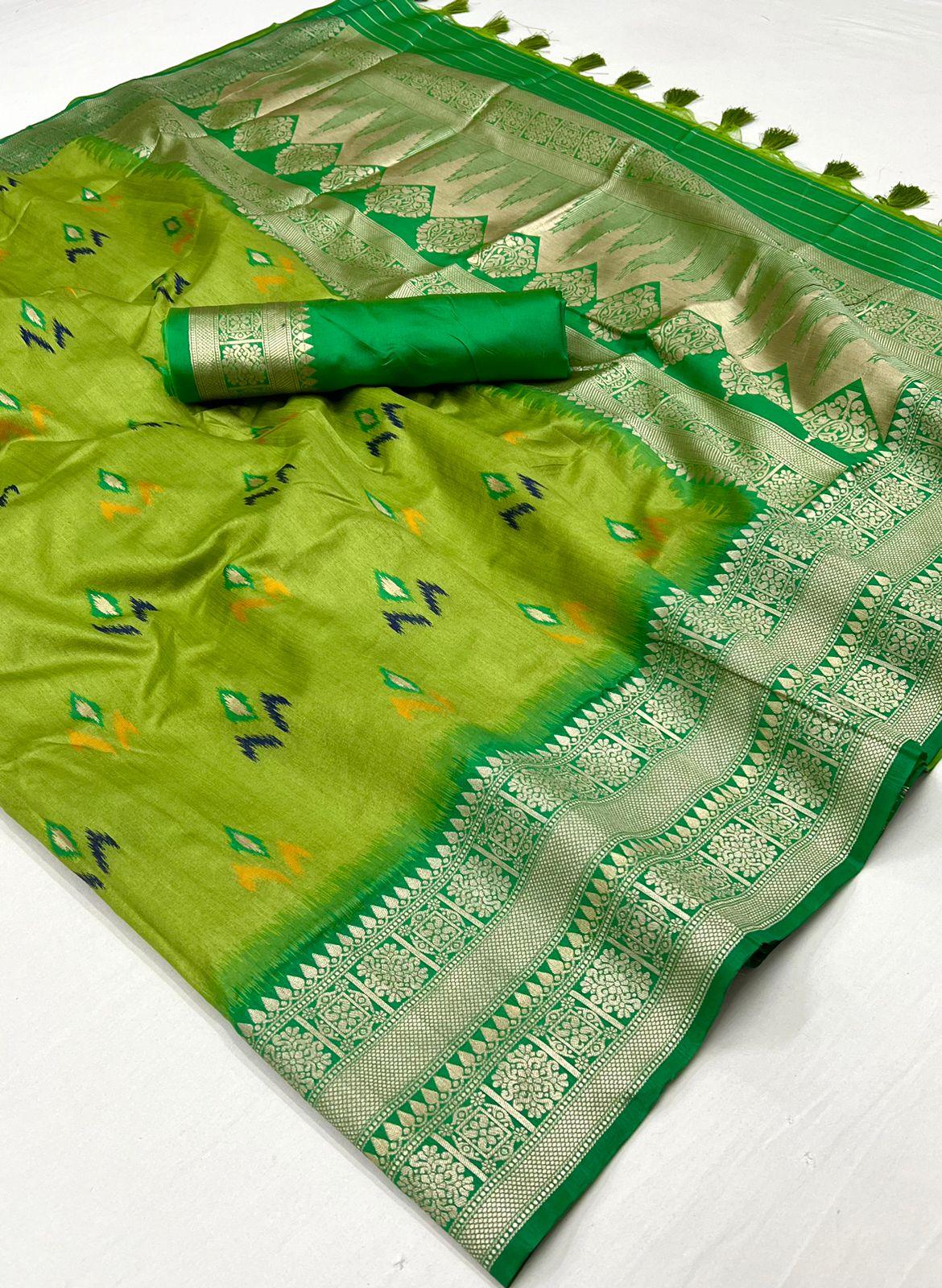 Beautiful Designer Party Wear Handloom Kaitra Weaving Silk Saree