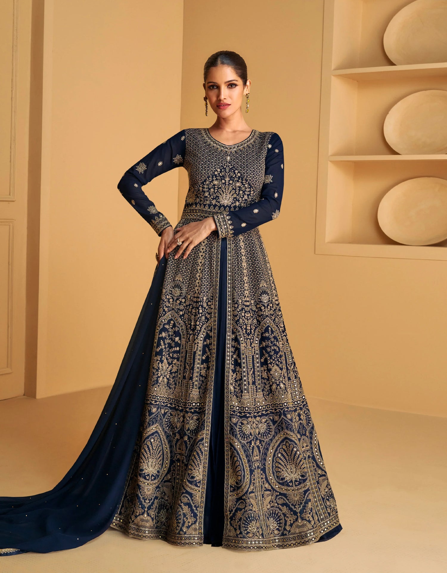 Georgette Anarkali Suit in Navy Blue | Anarkali Suit Collection Anant Exports Georgette Anarkali Suit in Navy Blue | Anarkali Suit Collection Anant Exports