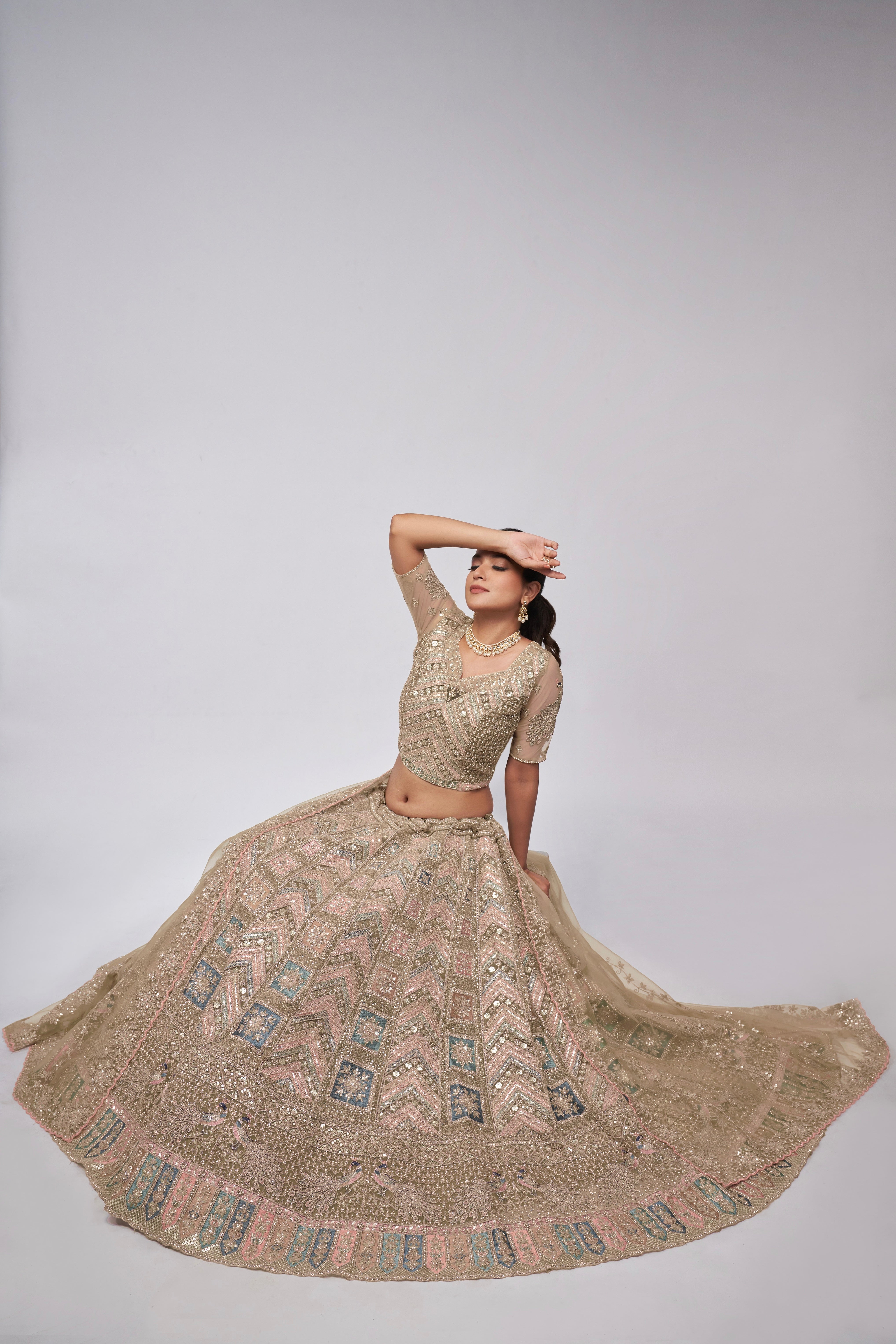 Elegant Golden Bridal Lehenga Set