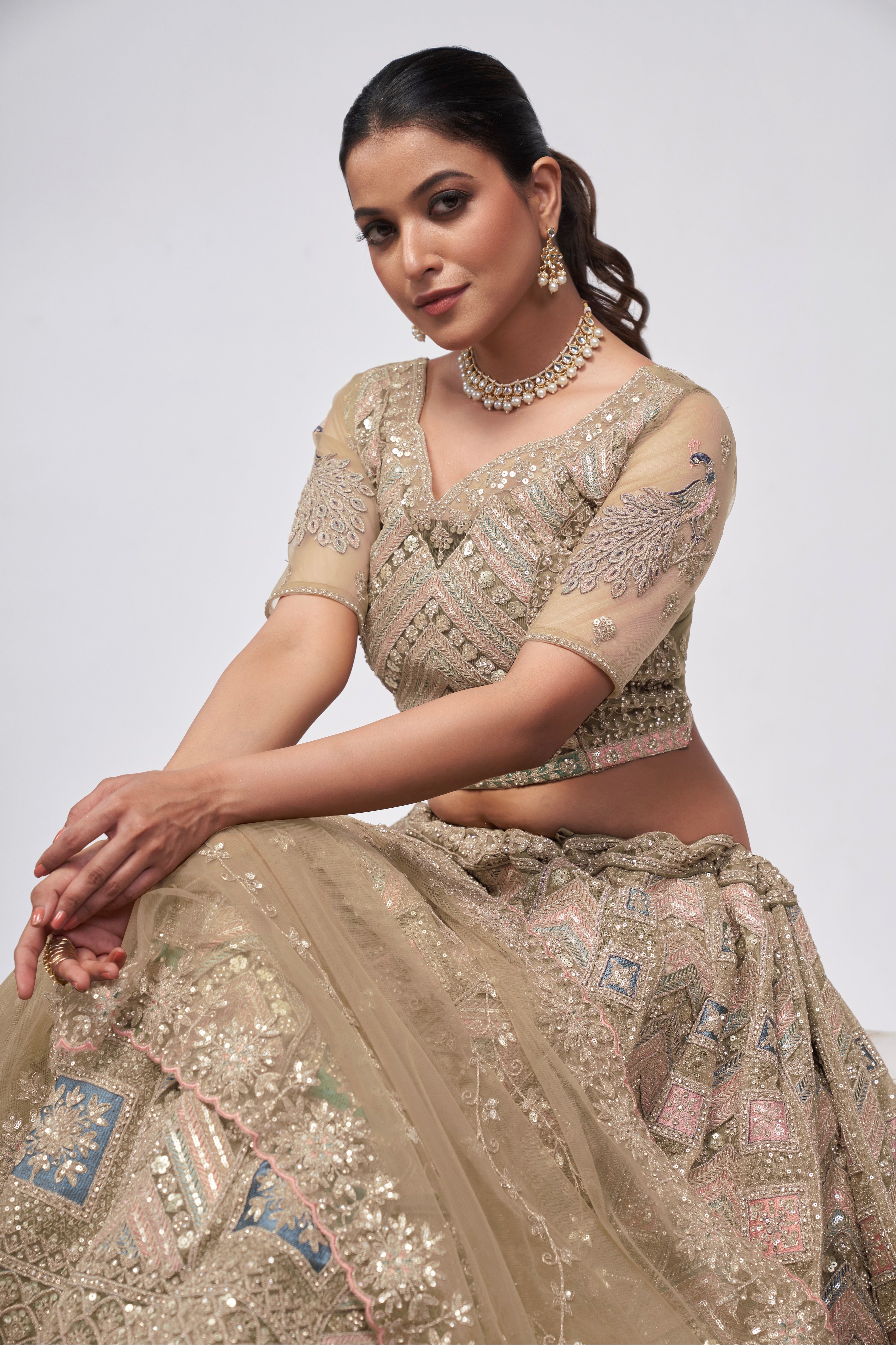 Elegant Golden Bridal Lehenga Set