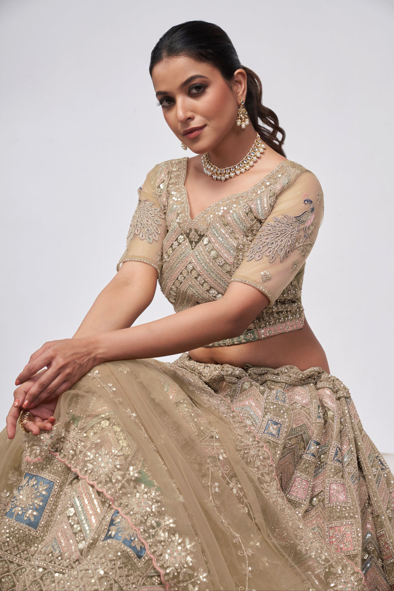 Elegant Golden Bridal Lehenga Set